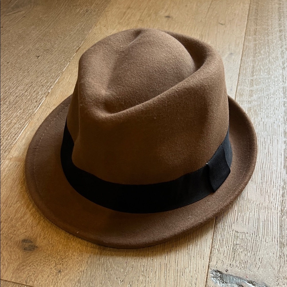 Aldo Brown Felt Fedora Hat w/ Black Band Size M/L Excellent Condition